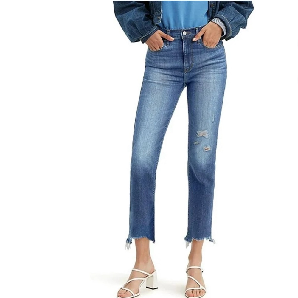 Levi's 724 High Rise Straight Distressed Jeans